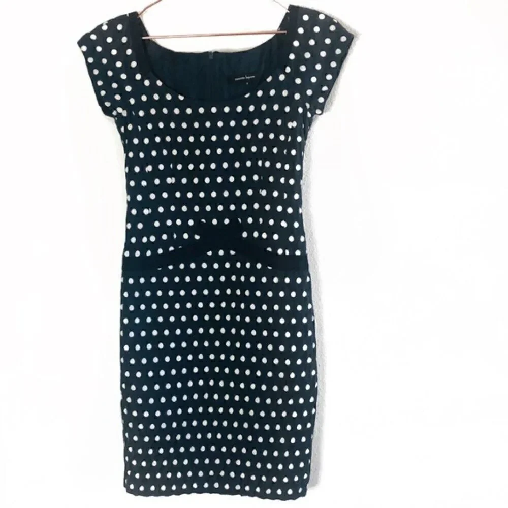 EUC Nanette Lepore Black Polka Dot Bodycon Dress 0
